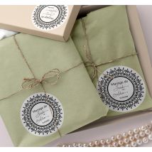 Sticker mariage mandala rond personnalisé