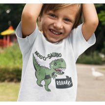 camiseta dinosaurio niño con nombre saurio
