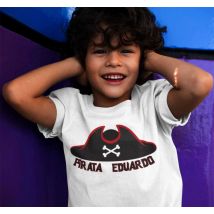 Camiseta niños sombrero pirata con nombre