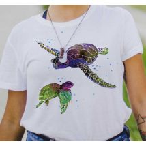 Camiseta de mujer abstracta tortugas coloridas