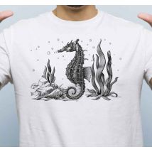 T-shirt Hippocampe dessiné à la main