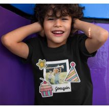 Camiseta cumpleaños infantil con foto y nombre