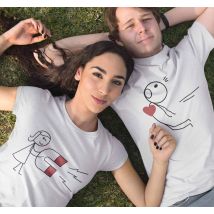 T-shirt couple aimant cœur