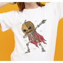 Tee shirt halloween Squelette épatant à la citrouille