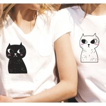 Tee shirt couple Chats assortis