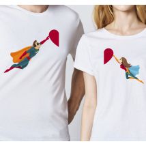T-shirt couple de super-héros
