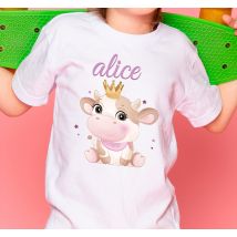 Tee shirt bebe Vache mignonne pour fille avec nom