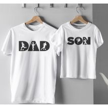 T-shirts assortis père et fils dessin football