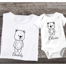 T-shirt fête des pères ours avec prénom personnalisable