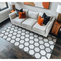 Tapis vinyle blanc motif hexagonal