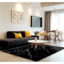 Tapis vinyle noir imitation marbre