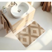 Tapis vinyle salle de bain imitation tissu beige