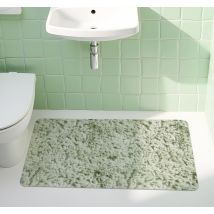 Tapis vinyle salle de bain imitation tissu vert