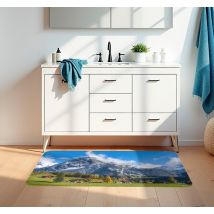 Tapis vinyle salle de bain vue sur les alpes