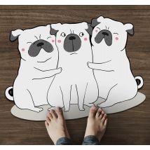 Alfombra vinilíca animales perro pug amigos