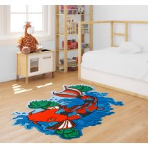 Tapis en vinyle animal illustration carpe koï colorée