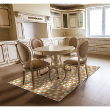 Tapis vinyle cuisine géométrique motif hexagones colorés