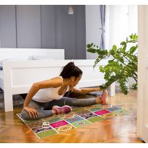 Tapis en vinyle mandala motif à carreaux colorés