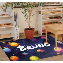 Tapis vinyle univers et planètes personnalisé