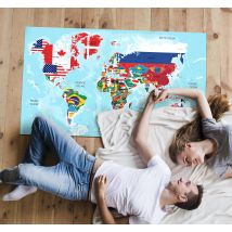 Drapeaux du monde carte vinyle tapis
