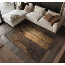 Tapis vinyle planches de bois marron