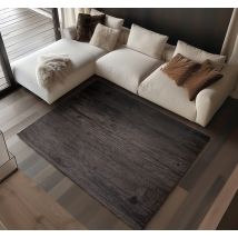 Tapis vinyle salon effet bois noir