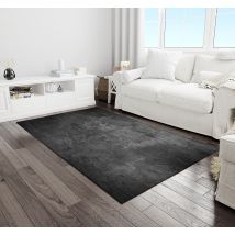 Tapis vinyle salon imitation pierre ciment noir
