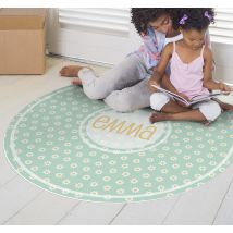 Tapis en vinyle personnalisé marguerites rondes