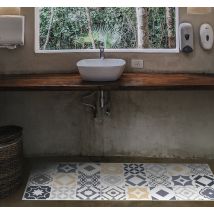 Tapis vinyle salle de bain formes géométriques