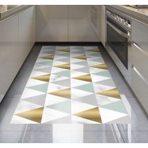 Tapis vinyle cuisine triangles de marbre
