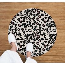 tapis vinyle pour chambre Tapis vinylee rond blanc léopard