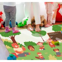 tapis vinyle ruelle Dessin animé, animaux, aller, école