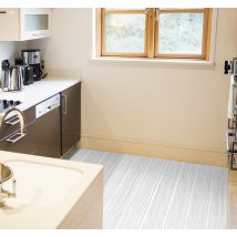 Tapis de cuisine effet planches de bois blanches