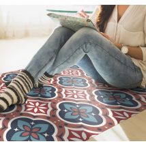 Tapis vinyle carreaux de ciment sol rouge