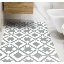 Tapis vinyle salle de bain carreaux gris