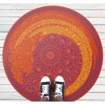 Tapis vinyle ethnique Mandala brûlant orange
