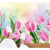 tapis cuisine Peinture de tulipe