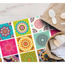 Tapis vinyle salle de bain carreaux marocains
