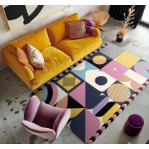 Tapis vinyle vintage géométrique coloré