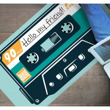 Tapis vinyle rétro cassette des années 80 personnalisable