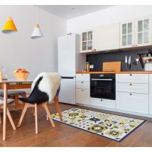 Tapis vinyle carreaux de ciment Style portugais bleu