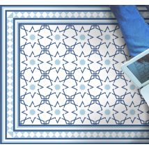 Tapis vinyle carreaux de ciment vinylee étoiles bleues