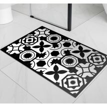 Tapis vinyle carreaux de ciment noir et blanc