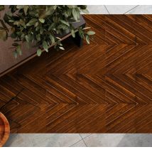 Tapis en vinyle imitation bois parquet motif à chevrons