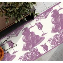 Tapis vinyle vintage effet toile jouy caves à vin violet