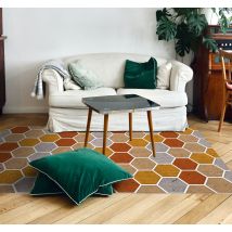 Tapis vinyle géométrique motif nid d'abeilles diverses couleurs