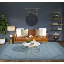 Tapis vinyle style Baroque couleur bleue