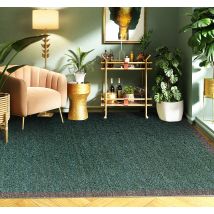 Tapis vinyle imitation moquette synthétique verte et beige