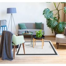 Tapis vinyle imitation moquette synthétique blanc et gris