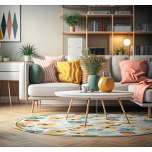 Tapis en vinyle nature fleurs aquarelles